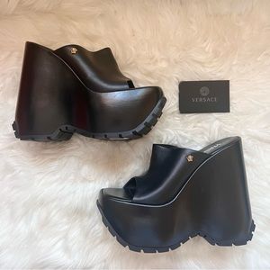 Versace Black Wedge Shoes